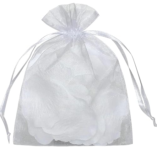 YunKo 50Pcs White Organza Bags 6X9 Inch Drawstring Mesh Party Favor Bag - color: White