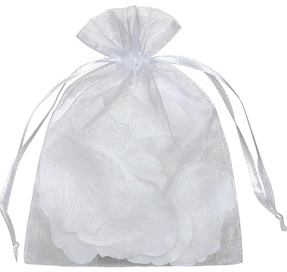 YunKo 50Pcs White Organza Bags 6X9 Inch Drawstring Mesh Party Favor Bag - color: White