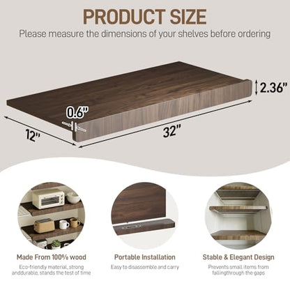 Wire Shelf Covers, Wood Wire Rack Covers for Pantry Shelves, Easy to Assemble Wooden Closet Wires Shelving Cover, 0.6 Inches Thick Waterproof Durable Shelf Dividers for Kitchen, 32 * 12 Inches - size: 32"W x 12"D