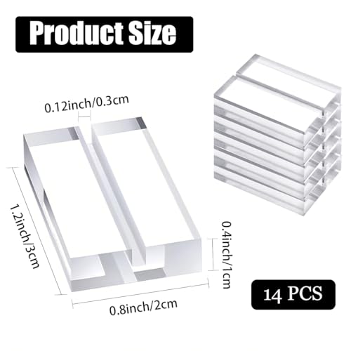 14 Pcs Acrylic Place Card Holders, Card Display Stand, Wedding Signage Table Number Stands, Slot Sign Stands for Photos Office Menu Meeting(1.2 x 0.8 x 0.4in)