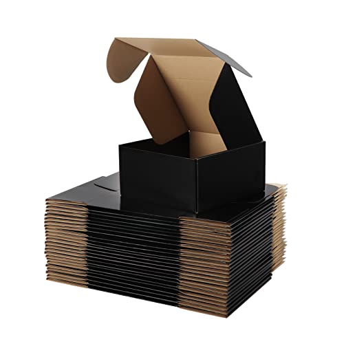 Hoikwo 25 Pack 8x8x4 Shipping Boxes for Small Business, Black Packaging Cardboard Boxes, Moving Mailing Packing Box - color: Black(Glossy), size: 8x8x4-25 Pack