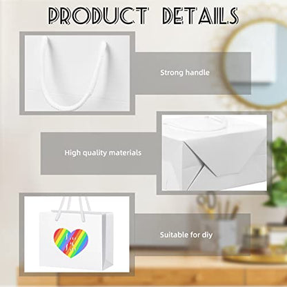 Honoson 100 Pcs Thicken White Mini Gift Bags with Handles Gift Card Bags - color: White