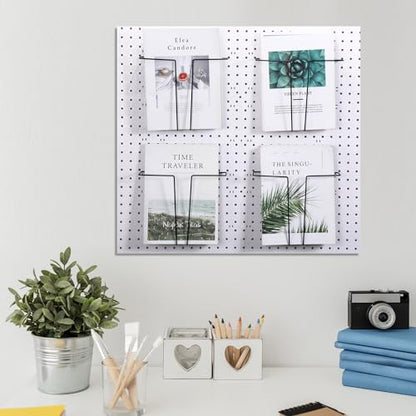 Beeveer 4 Pair Pegboard Display Shelves Expandable Magazine Holder, Black - color: Black