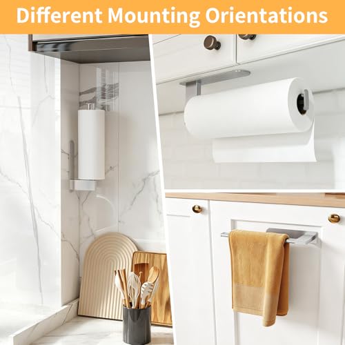 Jesginboo Under Cabinet Paper Towel Holder, Adhesive, Brushed Nickel - color: Brushed Nickel