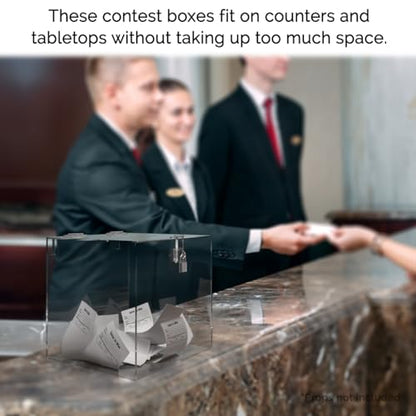 12 Inch Locking Ballot Box Clear Acrylic Square Cube Top Locking See Through Countertop Contests Entry or Collection Bin by Marketing Holders - size: 12"W x 12"H Clear No Header