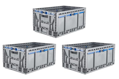 Hudson Exchange 23.62 x 15.75 x 11.81" (3 Pack, 15.2 Gallon) Collapsible Straight Wall Handled Storage Container Tote, Gray - color: Gray, size: 3 Pack