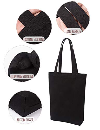 Lily queen Natural Canvas Tote Bags DIY Reusable Shopping Grocery Bag (Black - 12 Pack) - color: Black - 12 Pack