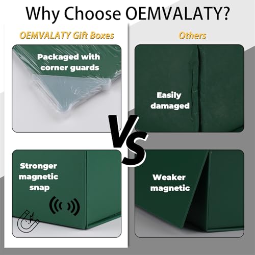 OEMVALATY Green Gift Box,8x8x4 Inches Gift Boxes with Lids for Presents with Magnetic Closure and Ribbon for Wedding,Storage,Birthday(5-Pack) - color: 08x8x4 Inch-Green-Pack of 5