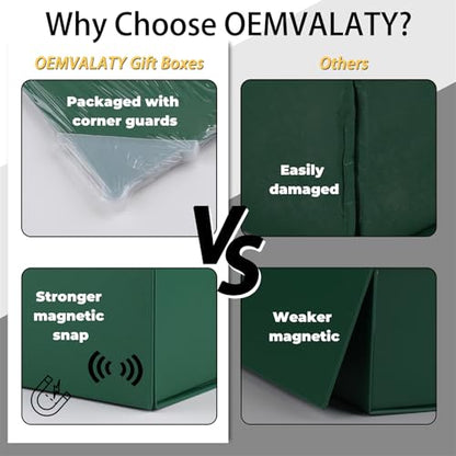OEMVALATY Green Gift Box,8x8x4 Inches Gift Boxes with Lids for Presents with Magnetic Closure and Ribbon for Wedding,Storage,Birthday(5-Pack) - color: 08x8x4 Inch-Green-Pack of 5