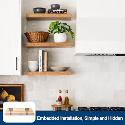 4 Pcs 6" Black Solid Steel Floating Shelf Bracket Blind Shelf Supports - Hidden Brackets for Floating Wood Shelves - Concealed Blind Shelf Support – Screws and Wall Plugs Included - size: 6 Inch, style: 4 Pack-Solid
