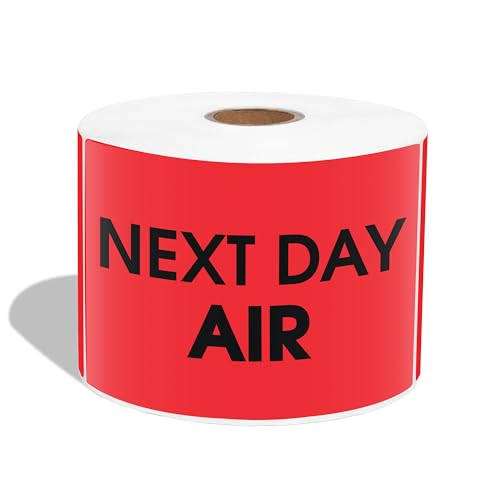 3" X 5" Next Day Air Shipping Stickers (500 Stickers, 1 Roll) - color: Red (Next Day Air)
