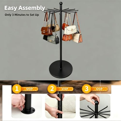 23-Inch Metal Rotating Purse & Scarf Display Rack,Black - color: Black