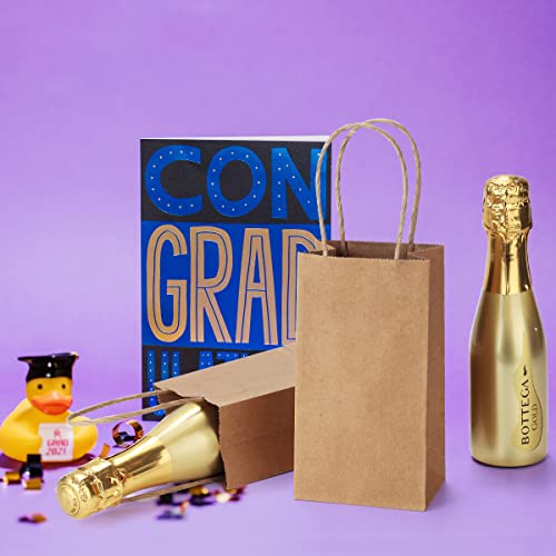 BagDream Mini Gift Bags with Handles 3.5x2.4x6.7 Inch Brown 100 Bulk Pack - color: Brown
