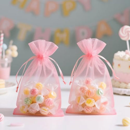 G2PLUS 25PCS Blush Pink Organza Bags, 5x7 in Sheer Jewelry Pouches - color: Blush Pink