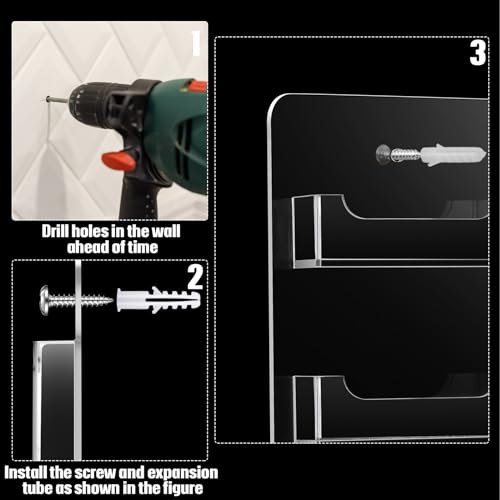 Hillban Acrylic Business Card Holder Wall Mount Office, 4 Pockets - size: 4 Pockets