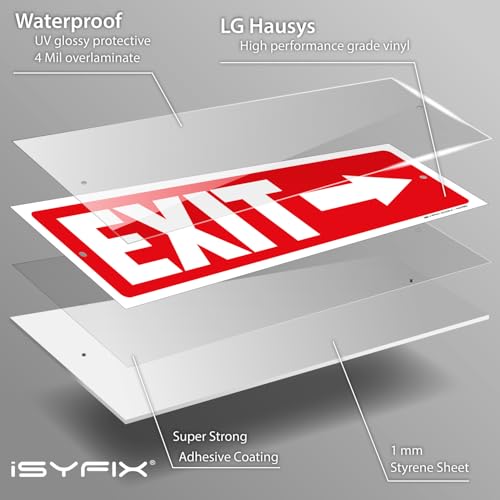 iSYFIX Exit Signs, 2 Pack, 12x4 Inch, Directional Arrow Signs - color: Plastic Right, size: 2 Pk 12x4