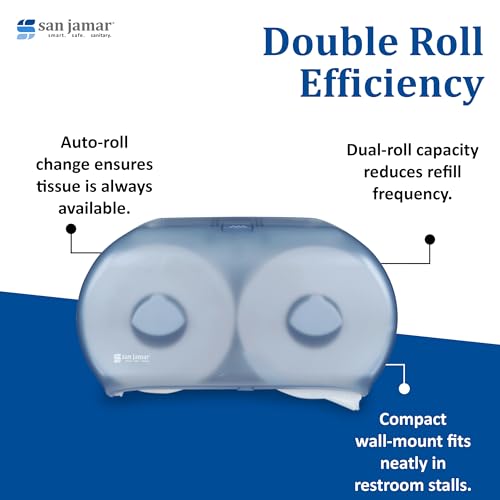San Jamar R4000TBL Arctic Blue Classic Twin Jumbo Roll Toilet Tissue Dispenser - color: Arctic Blue, style: Classic
