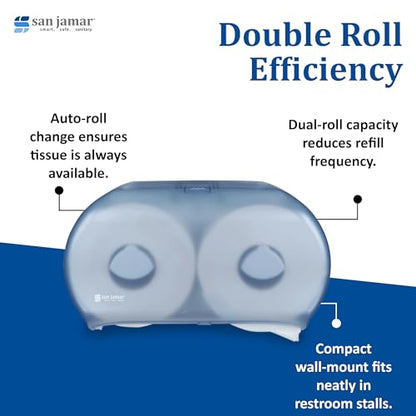 San Jamar R4000TBL Arctic Blue Classic Twin Jumbo Roll Toilet Tissue Dispenser - color: Arctic Blue, style: Classic