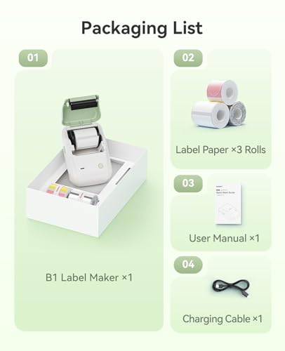 NIIMBOT B1 Label Maker Came with 3 Roll White Labels(Green) - color: Green, size: Printer+ 3 Tapes