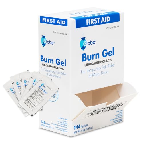 Globe First Aid Burn Gel With Aloe, Box of 144 Single Use Packets