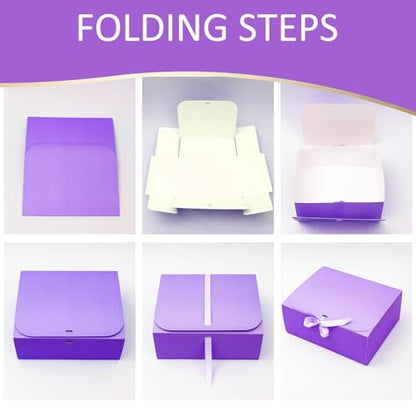 LWYMX 12 PCS Purple Gift Boxes with Lids，9.8x7.8x3.9, Bridesmaid Proposal Box with Ribbon, Gift Boxes for Wedding, Christmas, Valentine's Day,Birthday,Baby Shower and the other Parties - color: Purple, size: 1 Count (Pack of 12)