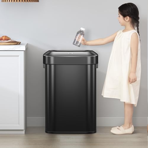 EKO Urban 16 Gallon/60 Liter Open Top Stainless Steel Slim Commercial Trash Can, Tall Kitchen Trash Bin, Heavy-Duty Commercial Grade Large Garbage Bin for Home, Office, Hotel, Restaurant, Matte Black - color: Matte Black, size: 60 Liter, Slim