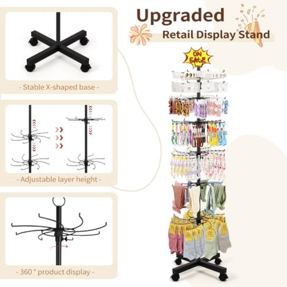 Flenpptly Retail Display Stand, 7-Tier Rotating Display Rack, Black - color: 7-Tier Black