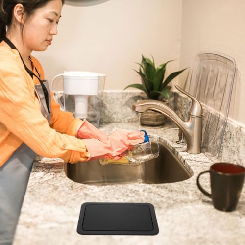 STOBAZA Stainless Steel Recessed Trash can Lid Rectangle Swing Flap Cover for Countertop Wastebasket 10.23 X 6.88 X 1.18 in Replacement for Kitchen Bathroom Office - color: Black
