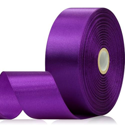 60 Yards Purple Satin Ribbon 1-1/2 Inch, Solid Polyester Fabric Ribbon for Gift Wrapping, Crafts, Flower Bouquet, Wedding, Festival, Christmas, Halloween - color: Purple