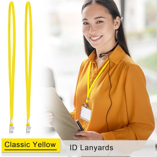 Marspark 200 Pcs Lanyards for ID Badges, Flat Swivel Hook,Yellow - color: Yellow
