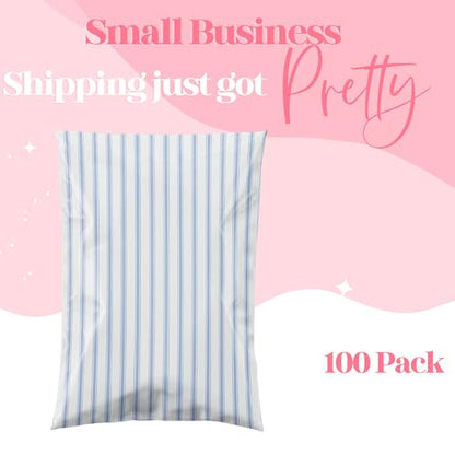 Pretty Package Store Poly Mailers 6x9, Blue Stripe, 100 Pack - color: Blue Stripes, size: 6x9