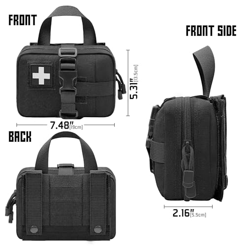 Tactical Ifak Trauma Kit - Emergency First Aid Bleeding Control Kit, Snake Bite & Bee Sting Supplies, Venom Extractor Pump - color: Black