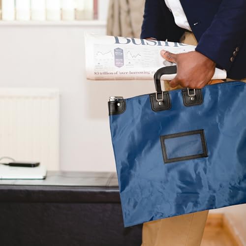 Lockable Document Bag with handles, 15 x 19 - color: Navy Blue