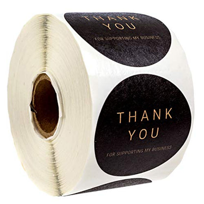 2" Black Kraft Thank You for Supporting My Business Stickers / 500 Brown Kraft Small Business Labels/Customer Appreciation Thanks Round Package Envelope Seals/Made in The USA - color: 2" Black Kraft