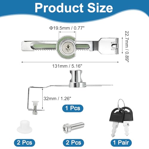 1.3" Luminous Sliding Glass Door Ratchet Lock Fit 0.79-1.18" Silver - color: Silver, size: 1.3"