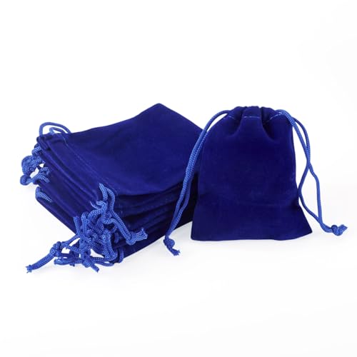 FASHEWELRY 20Pcs Small Drawstring Velvet Bags Dark Blue Christmas Bags - color: Dark Blue, size: 9x7cm/3.6x2.8 inch
