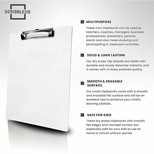 SCRIBBLEDO Dry Erase Clipboard Double Sided 9x12 with Erasers 30 Pack