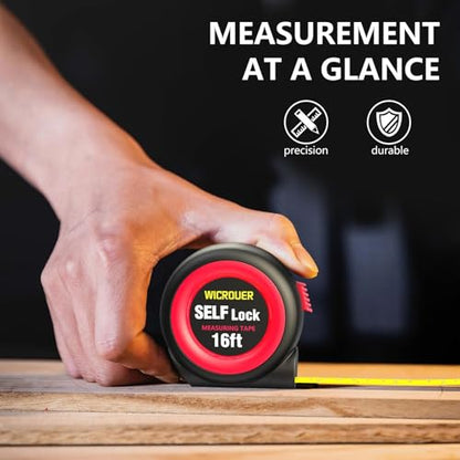 Tape Measure 16FT, Self-Locking, Imperial Metric Scale, High Precision - color: 16FT