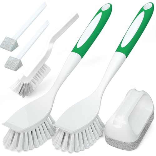 Holikme Dish Brush Cleaning Brush Set for Cleaning Groove Gap,Green - color: Green