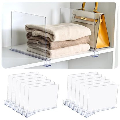 Shelf Dividers，Vertical Purse Organizer for Closet，Thickened and Sturdy Shelf Organizer for Sweater, Shirts, Handbags,8" Tall x 11" (12 Pcs) - size: 12 Pcs