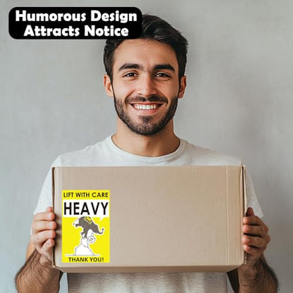 3x2 Inch Heavy Lift with Care Stickers,Strong Adhesive Labels for Shipping, Humorous Design with Skeleton and Elephant, Thank You Labels for Moving and Handling - style: heavy