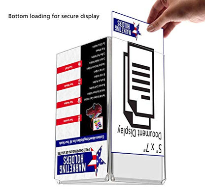 3 Sided Sign Holder Each Panel Holds 5 x 7 Inch Clear Acrylic Table Tent Printed Media Three Panel Restaurant Menu Frame Advertise Stand Sales Specials Public Notice by Marketing Holders - size: 5" x 7"
