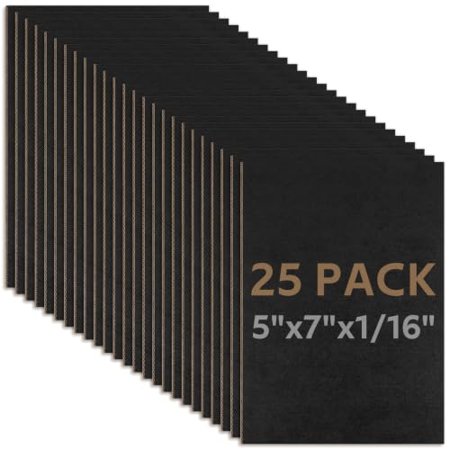 Golden State Art 25 Pack 5x7 Corrugated Cardboard Sheets 2mm Flat Inserts - color: Black-25 Pack, size: 5x7