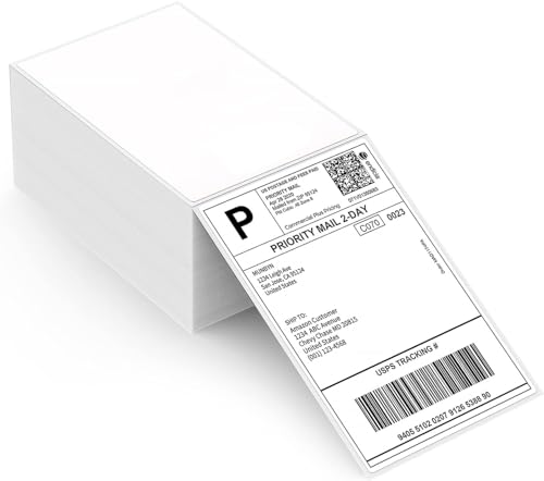 MUNBYN Thermal Direct Shipping Label (Pack of 500 4x6 Per Fanfold Labels) - Commercial Grade - color: White, size: 4x6*500