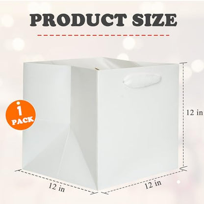 ADIDO EVA 1 Pcs White Large Square Gift Bags 12x12x12 in Large Gift Bags - color: White, size: 12x12x12 Inch (Pack of 1)
