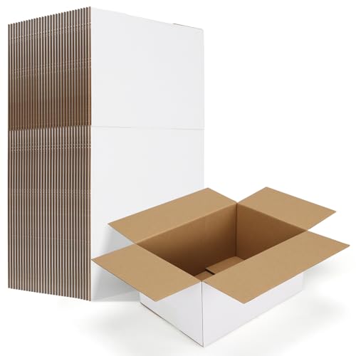 HORLIMER 10x7x5 Shipping Boxes Set of 30, White Corrugated Cardboard Mailer Box for Packing Small Business - color: White, size: 10" x 7" x 5"
