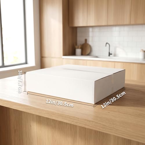 CRUGLA 12x12x3 Shipping Boxes 25 Pack, White Corrugated Cardboard Boxes with Side-Lock and Pre-Applied Double-Sided Tape, Easy Assemble Packing Mailer Boxes for Small Business Shipping - size: 12x12x3 Inch 25 Pack