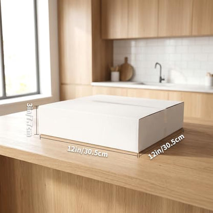 CRUGLA 12x12x3 Shipping Boxes 25 Pack, White Corrugated Cardboard Boxes with Side-Lock and Pre-Applied Double-Sided Tape, Easy Assemble Packing Mailer Boxes for Small Business Shipping - size: 12x12x3 Inch 25 Pack