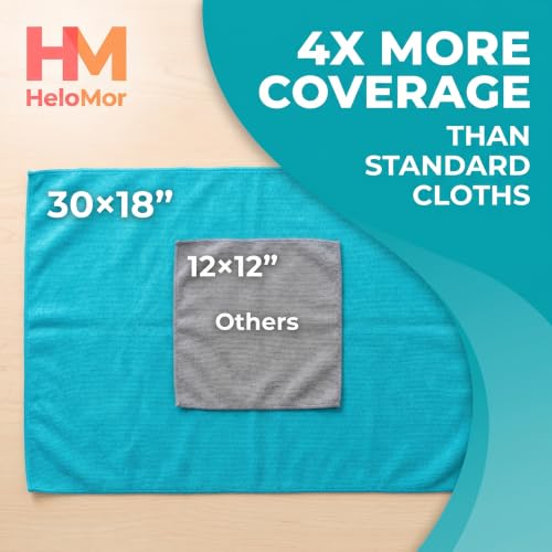 HELOMOR 3 Extra Large Microfiber Cleaning Cloths, 30"x18" Floor Towels for Squeegee Mop, Reusable Multi-Purpose Cleaning Rags for House, Kitchen, Car & Windows, Highly Absorbent, Lint-Free - size: Pack of 3