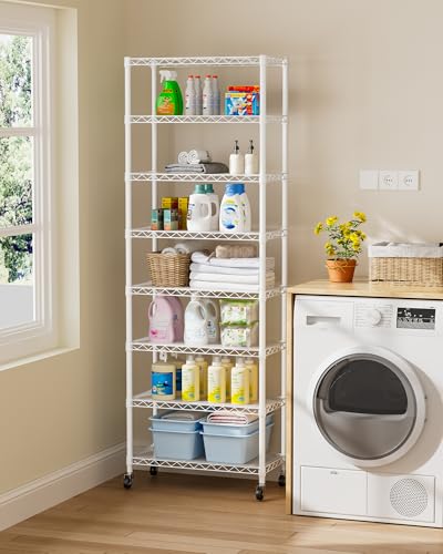 Golpart 8Tier Adjustable Storage Shelves Metal Wire Shelving Standing Shelf - color: White, size: 8-tier-12"Dx22"Wx72"H